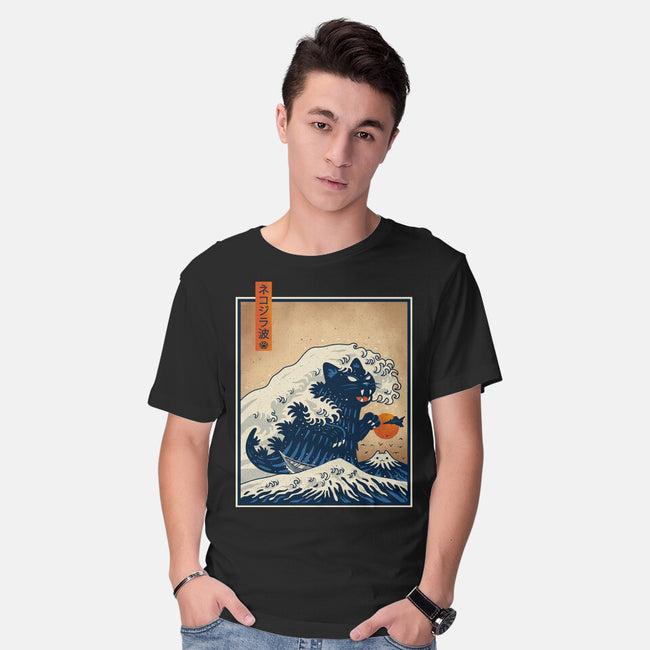 The Great Catzilla Wave-Mens-Basic-Tee-erion_designs