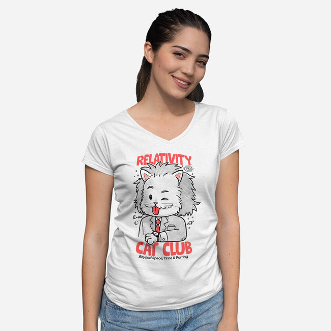 Relativity Cat Club-Womens-V-Neck-Tee-Umberto Vicente