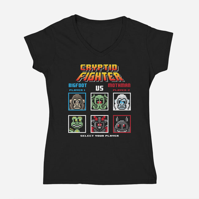 Cryptid Fighter-Womens-V-Neck-Tee-jrberger