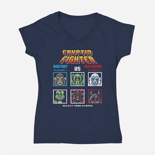 Cryptid Fighter-Womens-V-Neck-Tee-jrberger