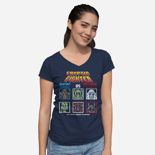 Cryptid Fighter-Womens-V-Neck-Tee-jrberger