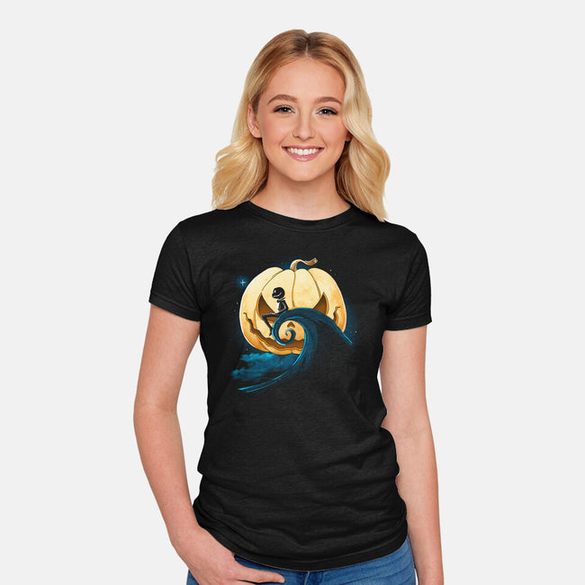 Pumpkin Moon-Womens-Fitted-Tee-Vallina84