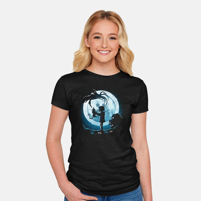 Buttons Moon-Womens-Fitted-Tee-Vallina84