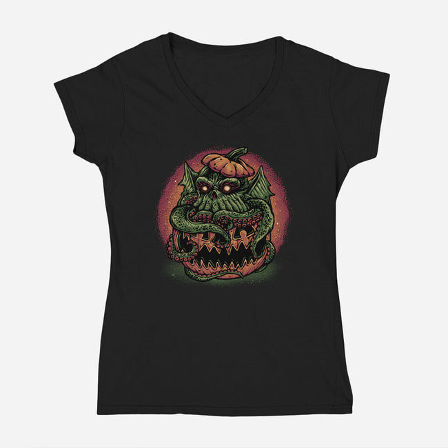 Tentacle Or Treat-Womens-V-Neck-Tee-glitchygorilla