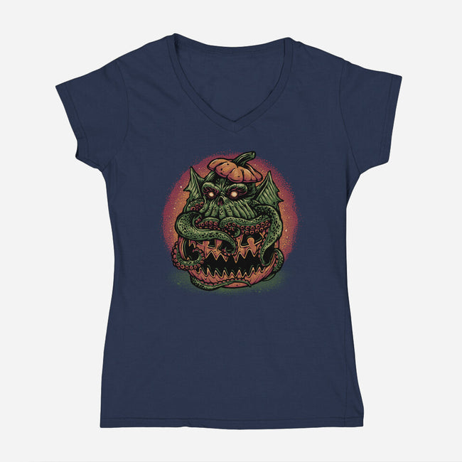 Tentacle Or Treat-Womens-V-Neck-Tee-glitchygorilla