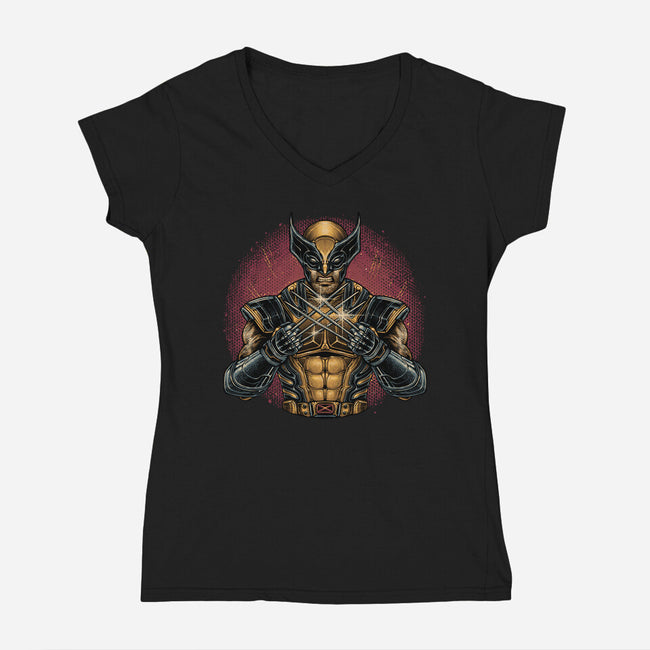 Adamantium Inside Me-Womens-V-Neck-Tee-glitchygorilla