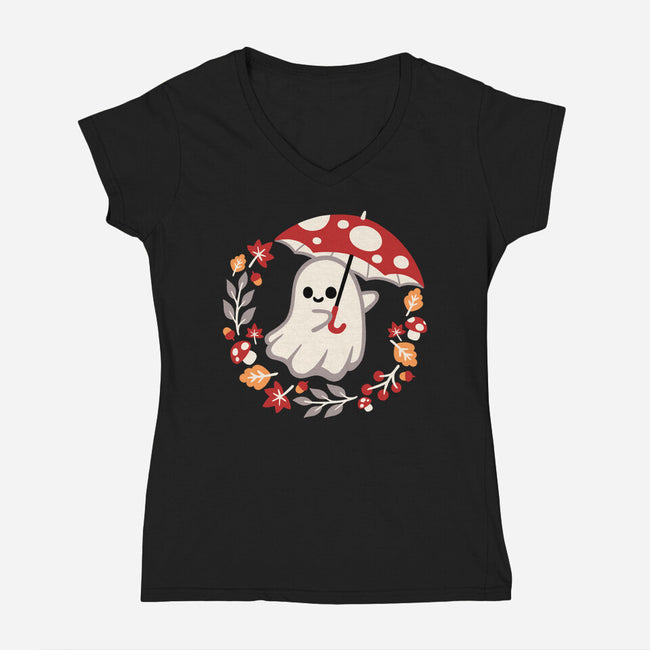 Spooky Mushroom-Womens-V-Neck-Tee-NemiMakeit