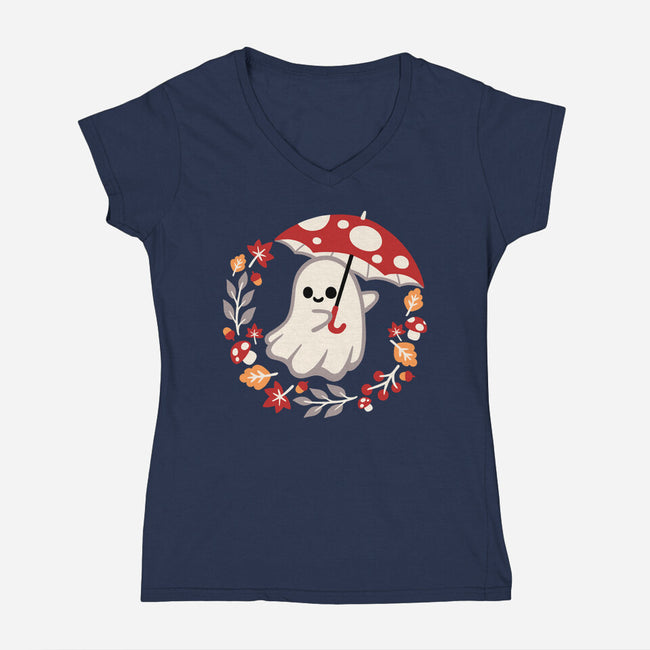 Spooky Mushroom-Womens-V-Neck-Tee-NemiMakeit