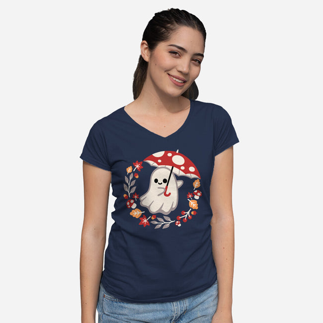 Spooky Mushroom-Womens-V-Neck-Tee-NemiMakeit