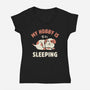 My Hobby Is Sleeping-Womens-V-Neck-Tee-brunopires