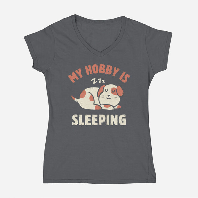 My Hobby Is Sleeping-Womens-V-Neck-Tee-brunopires