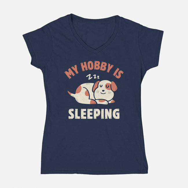 My Hobby Is Sleeping-Womens-V-Neck-Tee-brunopires