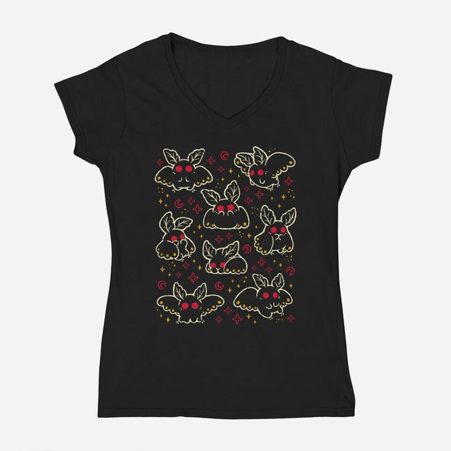 Cute Mothman-Womens-V-Neck-Tee-xMorfina