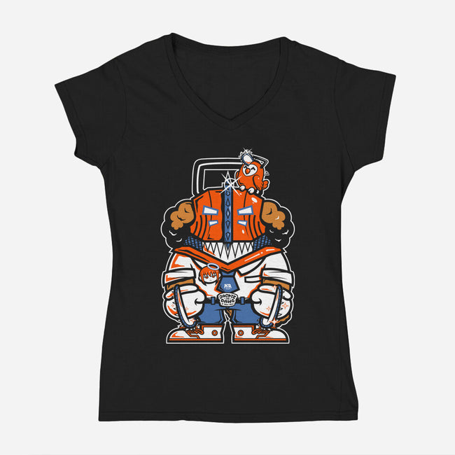 Jackie The Dawg And Mau-Mau-Womens-V-Neck-Tee-krisren28