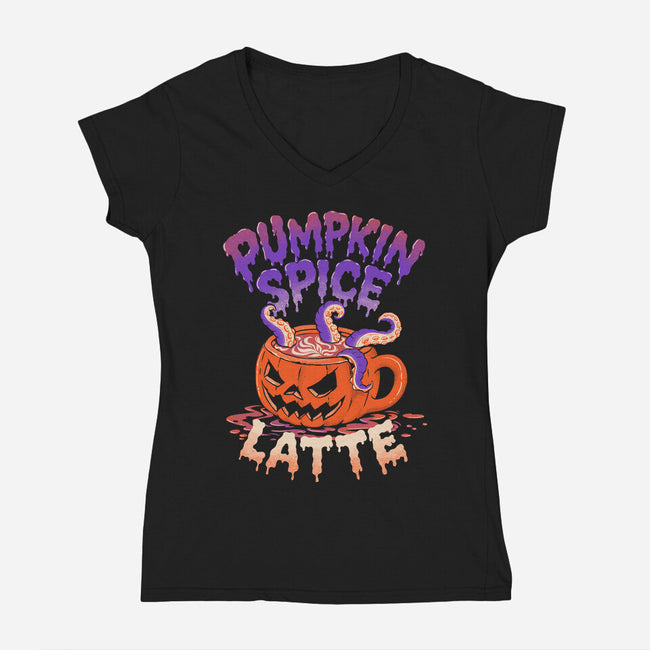 Pumpkin Spice Latte-Womens-V-Neck-Tee-estudiofitas
