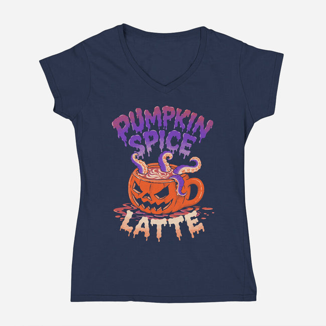 Pumpkin Spice Latte-Womens-V-Neck-Tee-estudiofitas