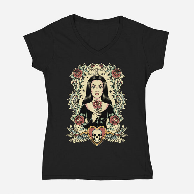 Mother Of Darkness-Womens-V-Neck-Tee-P1yu5h