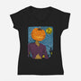 Starry Night In Halloween Town-Womens-V-Neck-Tee-DrMonekers