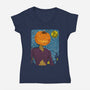 Starry Night In Halloween Town-Womens-V-Neck-Tee-DrMonekers