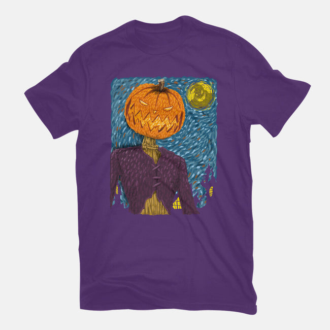 Starry Night In Halloween Town-Womens-Fitted-Tee-DrMonekers