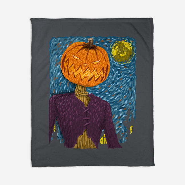 Starry Night In Halloween Town-None-Fleece-Blanket-DrMonekers