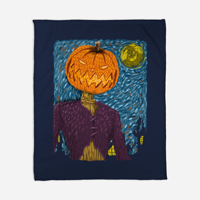 Starry Night In Halloween Town-None-Fleece-Blanket-DrMonekers