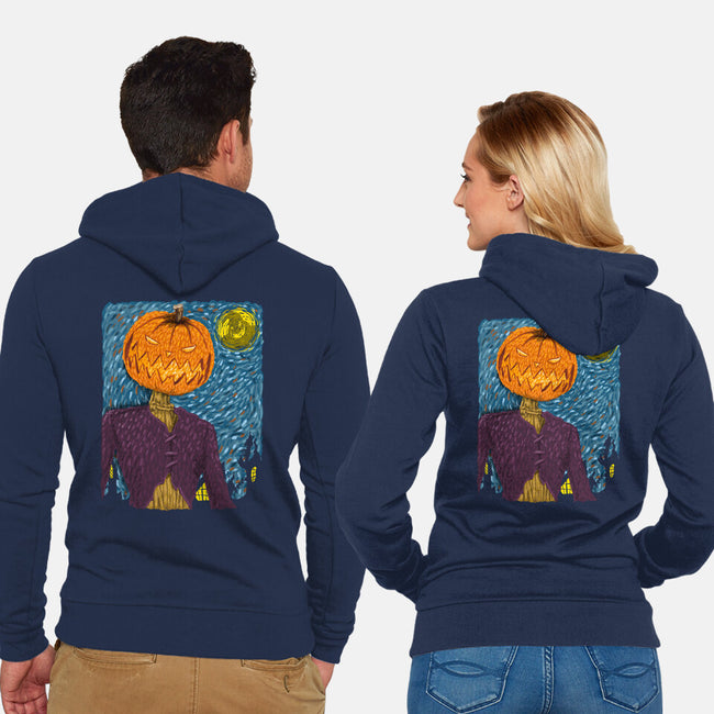 Starry Night In Halloween Town-Unisex-Zip-Up-Sweatshirt-DrMonekers