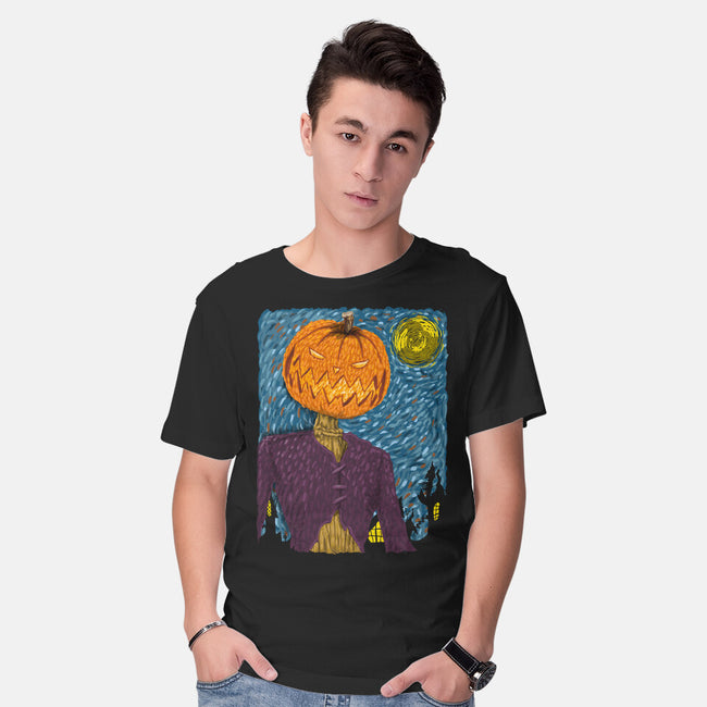 Starry Night In Halloween Town-Mens-Basic-Tee-DrMonekers