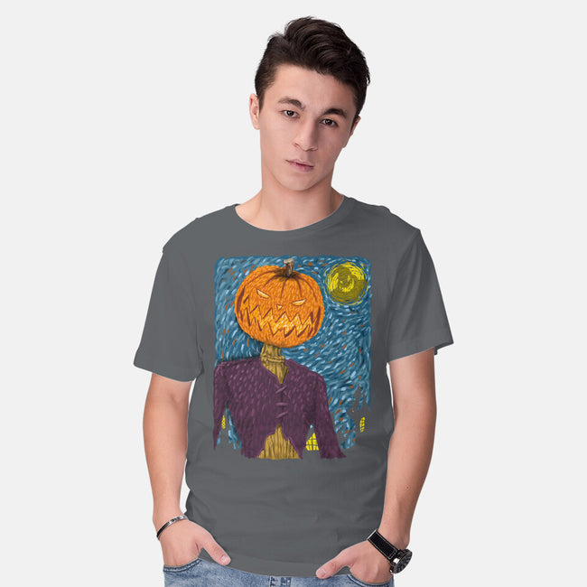 Starry Night In Halloween Town-Mens-Basic-Tee-DrMonekers