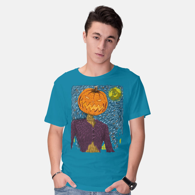 Starry Night In Halloween Town-Mens-Basic-Tee-DrMonekers