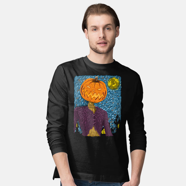 Starry Night In Halloween Town-Mens-Long Sleeved-Tee-DrMonekers