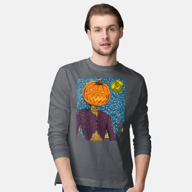 Starry Night In Halloween Town-Mens-Long Sleeved-Tee-DrMonekers
