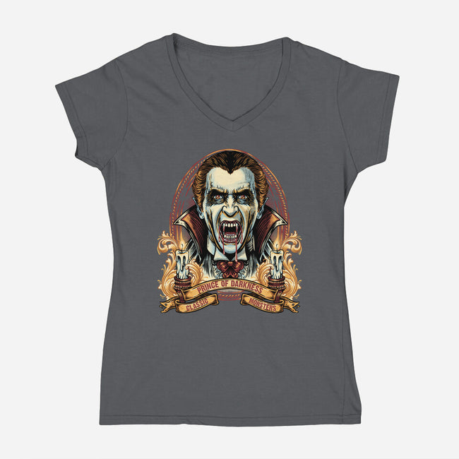 Prince Of Darkness-Womens-V-Neck-Tee-Badbone Collections