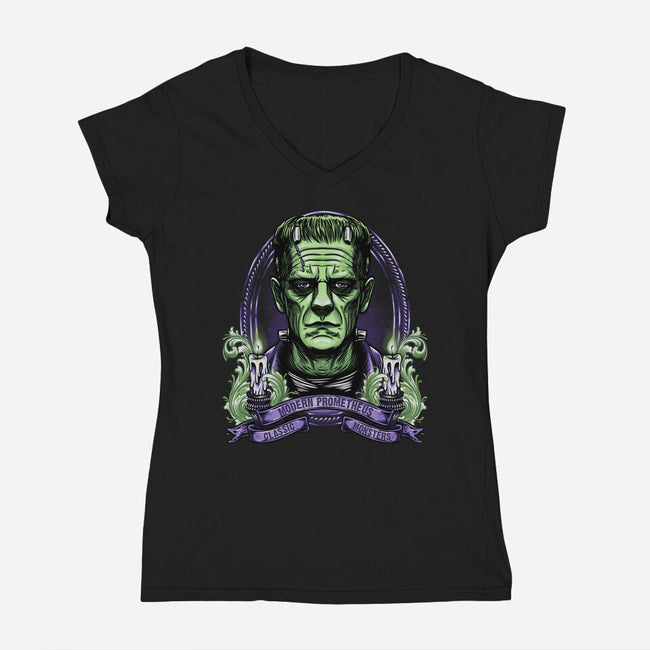 Modern Prometheus-Womens-V-Neck-Tee-Badbone Collections