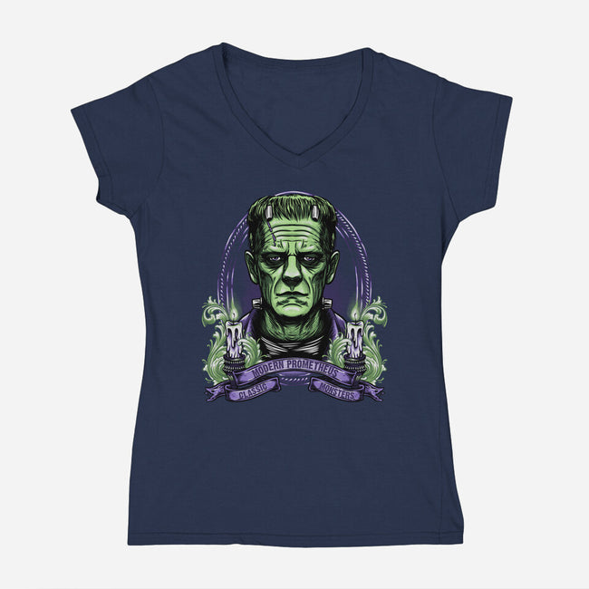 Modern Prometheus-Womens-V-Neck-Tee-Badbone Collections