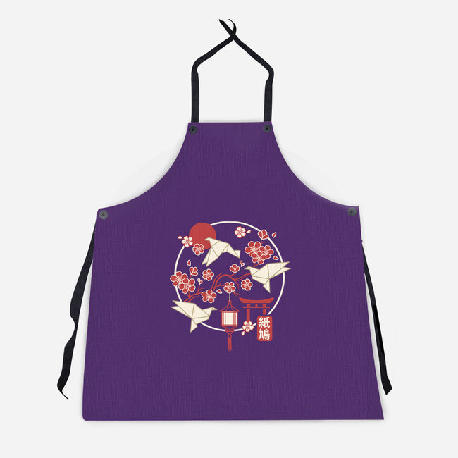 Origami Doves-Unisex-Kitchen-Apron-NemiMakeit