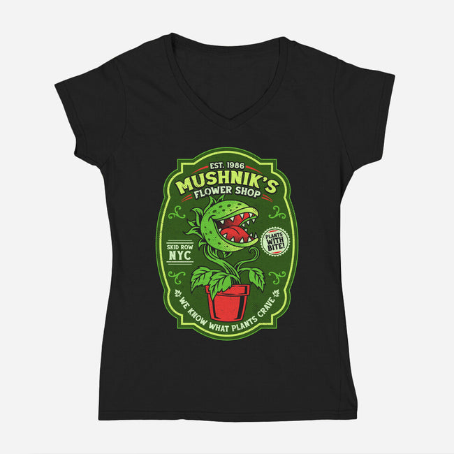 Plants With Bite-Womens-V-Neck-Tee-sachpica