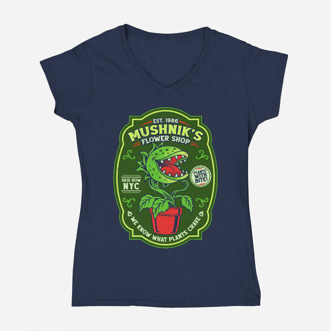 Plants With Bite-Womens-V-Neck-Tee-sachpica
