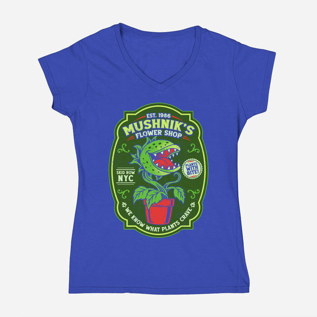 Plants With Bite-Womens-V-Neck-Tee-sachpica