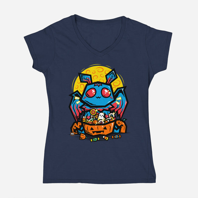 Moth Man Halloween Doodle-Womens-V-Neck-Tee-krisren28