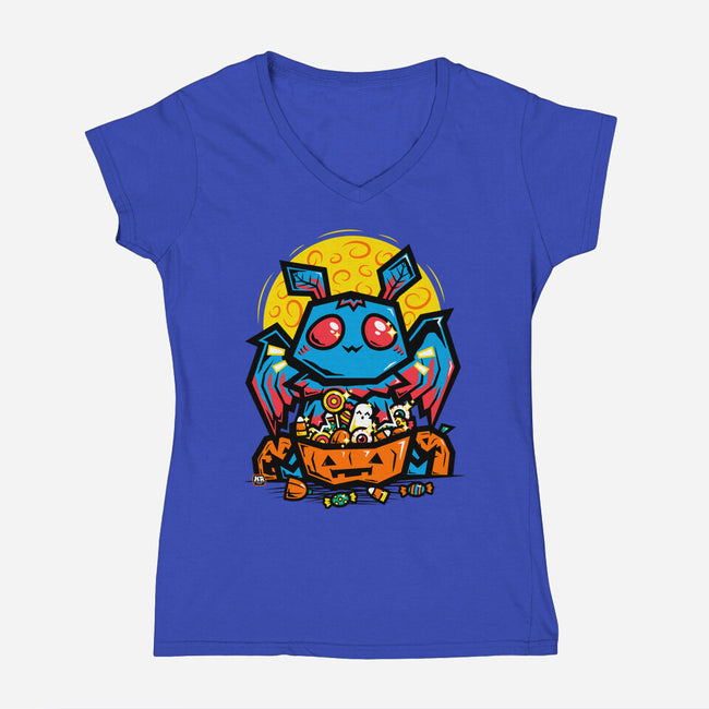 Moth Man Halloween Doodle-Womens-V-Neck-Tee-krisren28