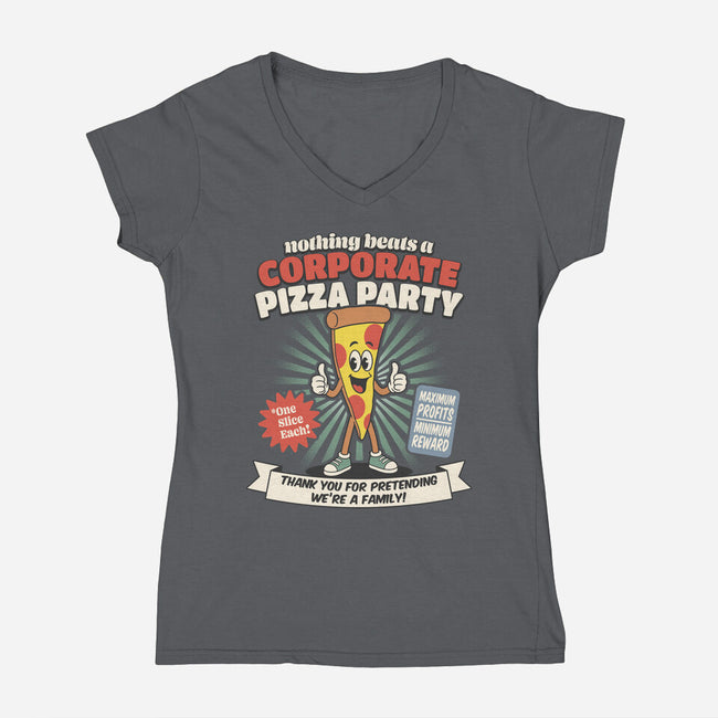 Corporate Pizza Party-Womens-V-Neck-Tee-RoboMega