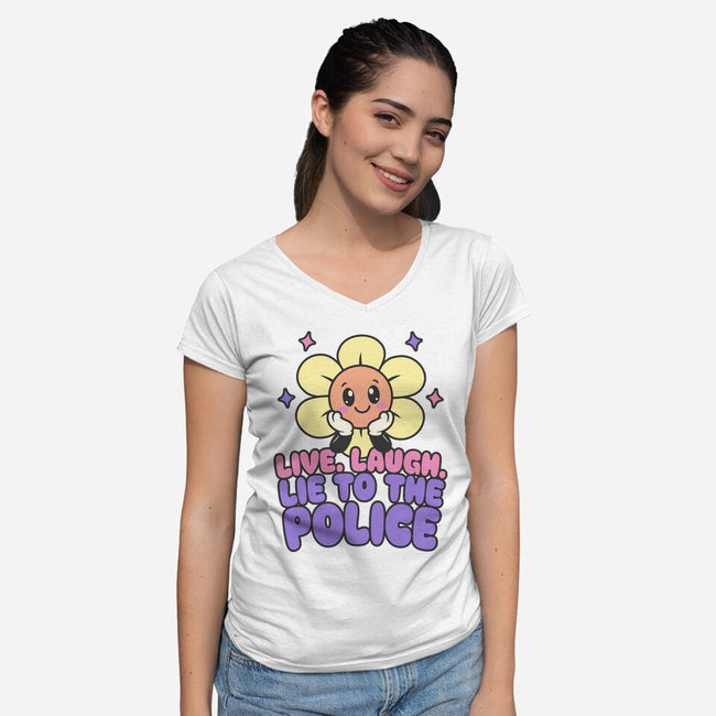 Live Laugh Lie-Womens-V-Neck-Tee-RoboMega