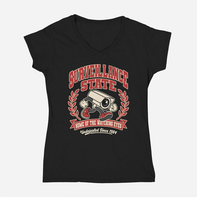 Surveillance State-Womens-V-Neck-Tee-RoboMega