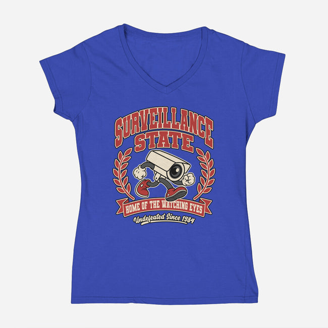 Surveillance State-Womens-V-Neck-Tee-RoboMega