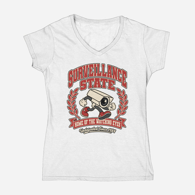 Surveillance State-Womens-V-Neck-Tee-RoboMega