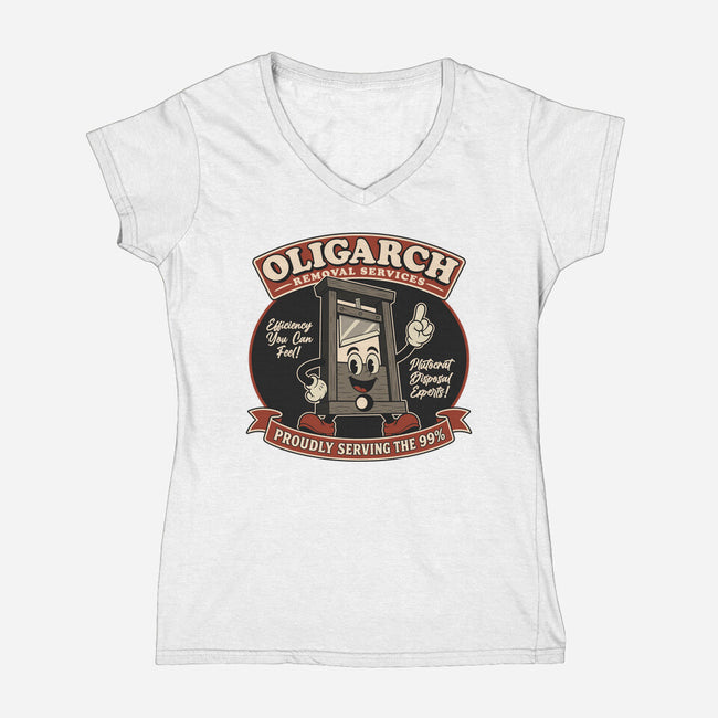 Oligarch Removal Services-Womens-V-Neck-Tee-RoboMega