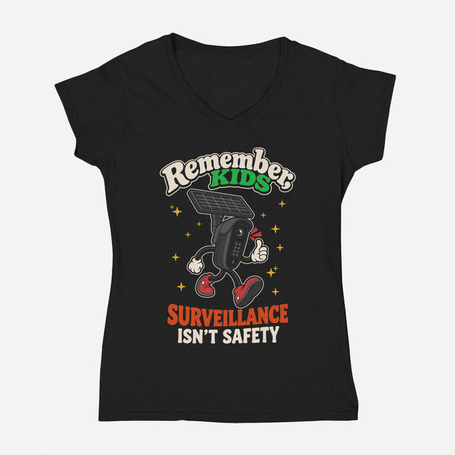 Surveillance Isn't Safety-Womens-V-Neck-Tee-RoboMega