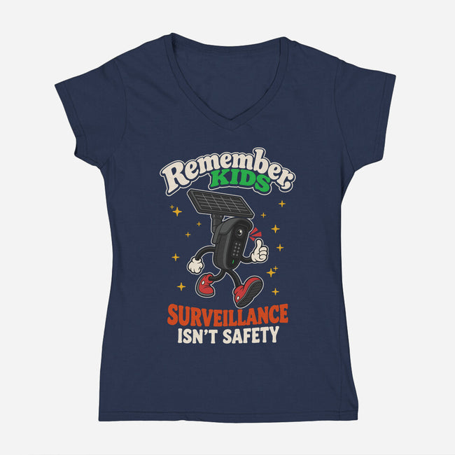 Surveillance Isn't Safety-Womens-V-Neck-Tee-RoboMega