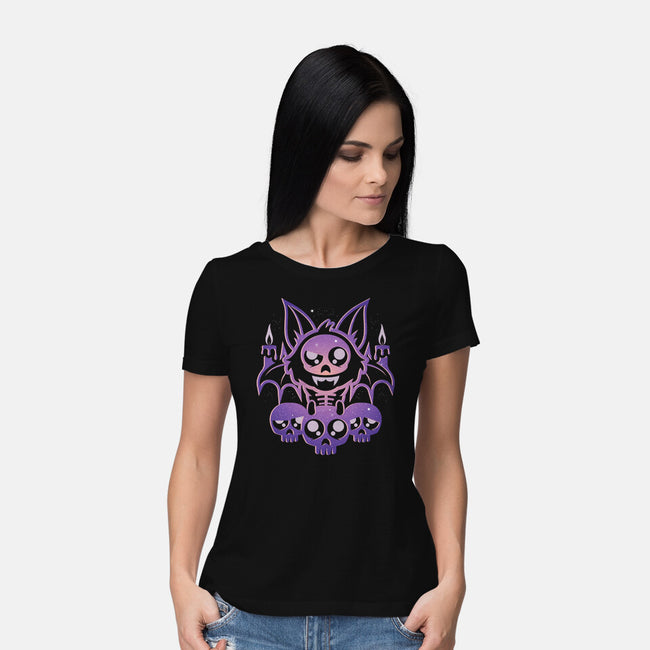 Starry Bat Skull-Womens-Basic-Tee-jrberger